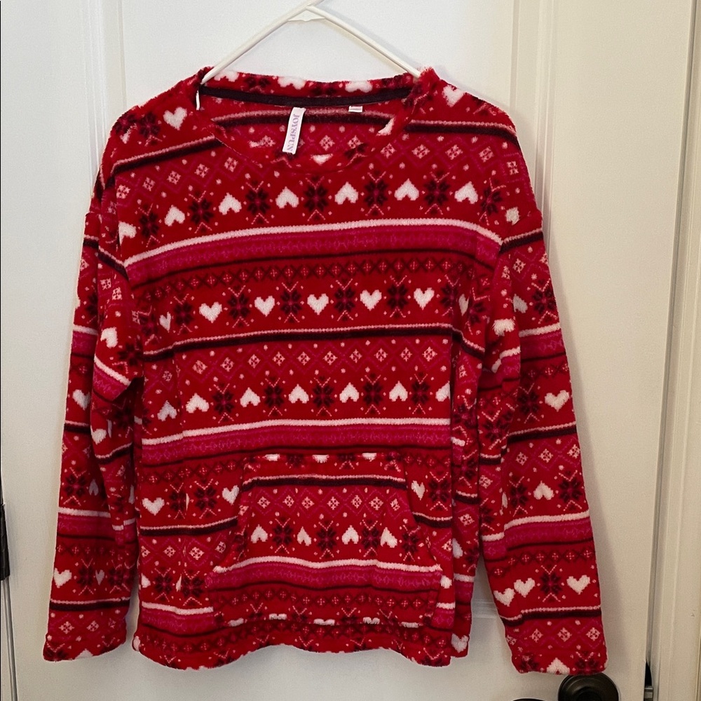 Red and White Heart Patterned Loungewear (top & pants)